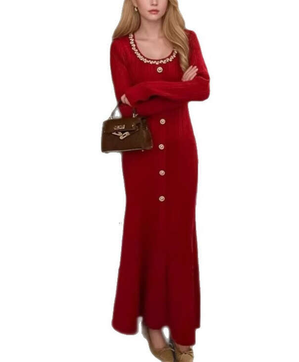 2026 Autumn/Winter Designer's New Knitted French Elegant Coat Long Sleeve Dress Children's Style