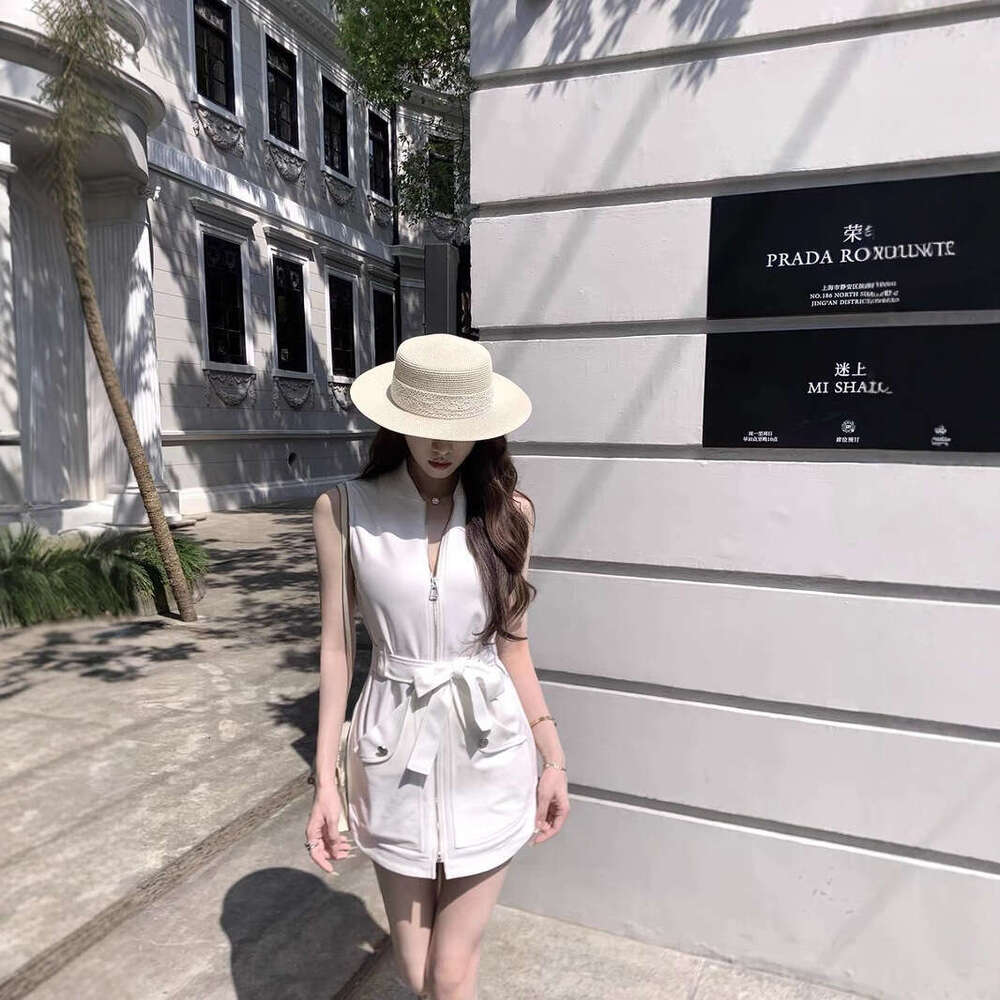 2026 Business Aesthetics Old Money Sleeveless Tie Straight Waist Work Clothes Style Zipper Dress Children