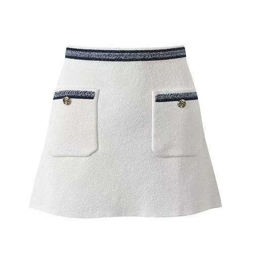 2026 Spring/Summer New French Color blocked Knitted Top Short Skirt Style Women's Fashion Set