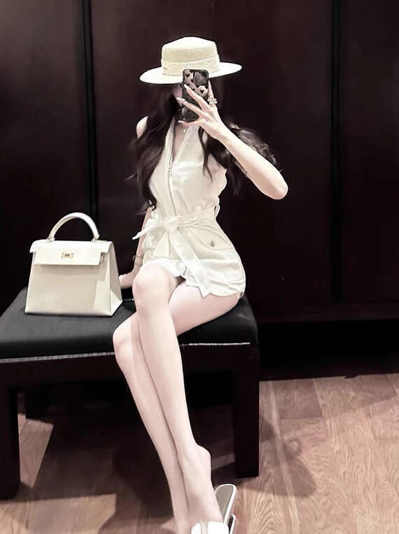 2026 Business Aesthetics Old Money Sleeveless Tie Straight Waist Work Clothes Style Zipper Dress Children