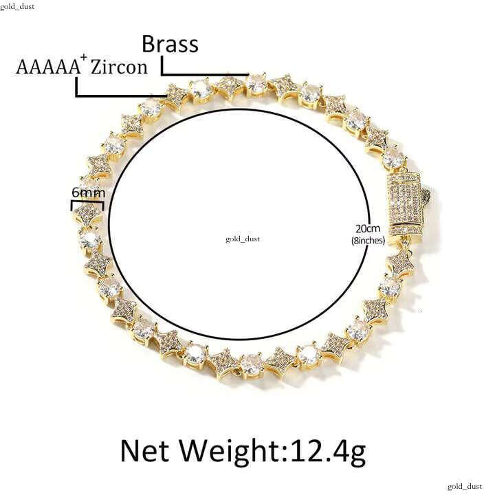 VVS Moissanite UWIN High-Quality Iced Out 5A CZ 6mm Tennis Star Party Chain Bracelet for Women and Men