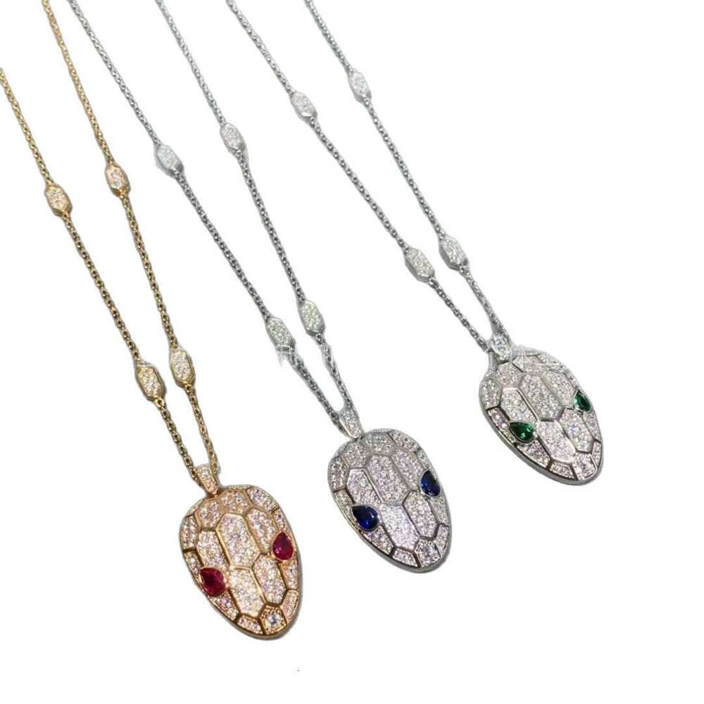 Snake Head Pendant Necklace Trendy Diamond-Studded Collar Chain Rose Gold and White Gold Plated Jewelry