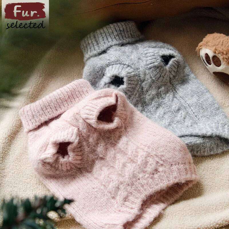 Famous brand Autumn Winter Gray Pink Puppy Sweaters Clothing Retro Simple Knit High Neck Sleeveless Sweater For Small Medium Dog Pet Clothes pupakaIK