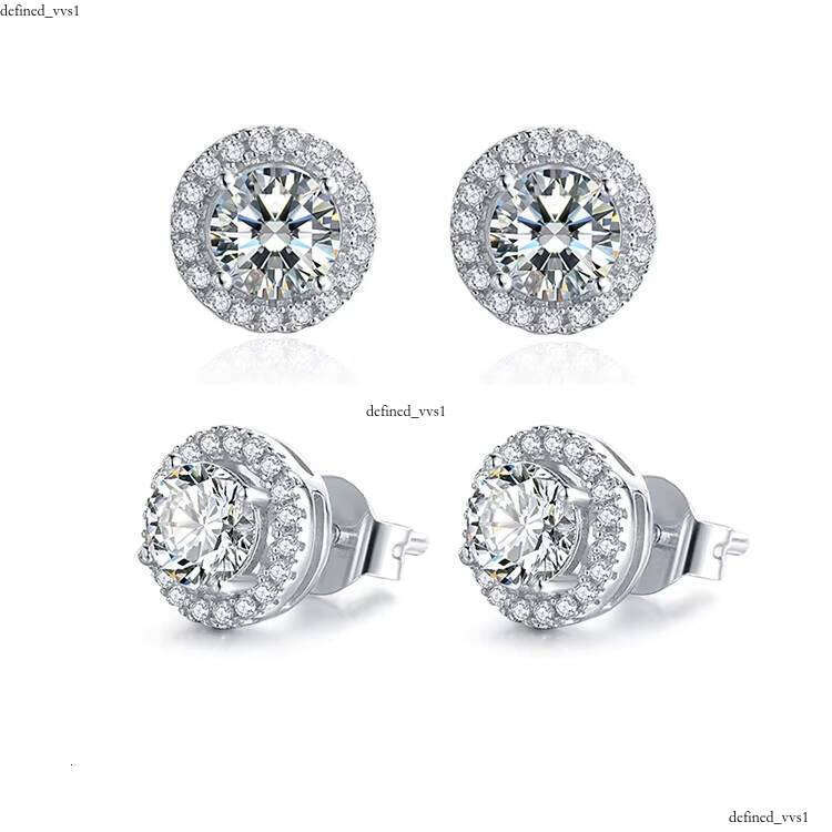 fashionable and Minimalist 925 Sterling Silver VVS Moissanite 6.5mm 1 CT Earrings for Women