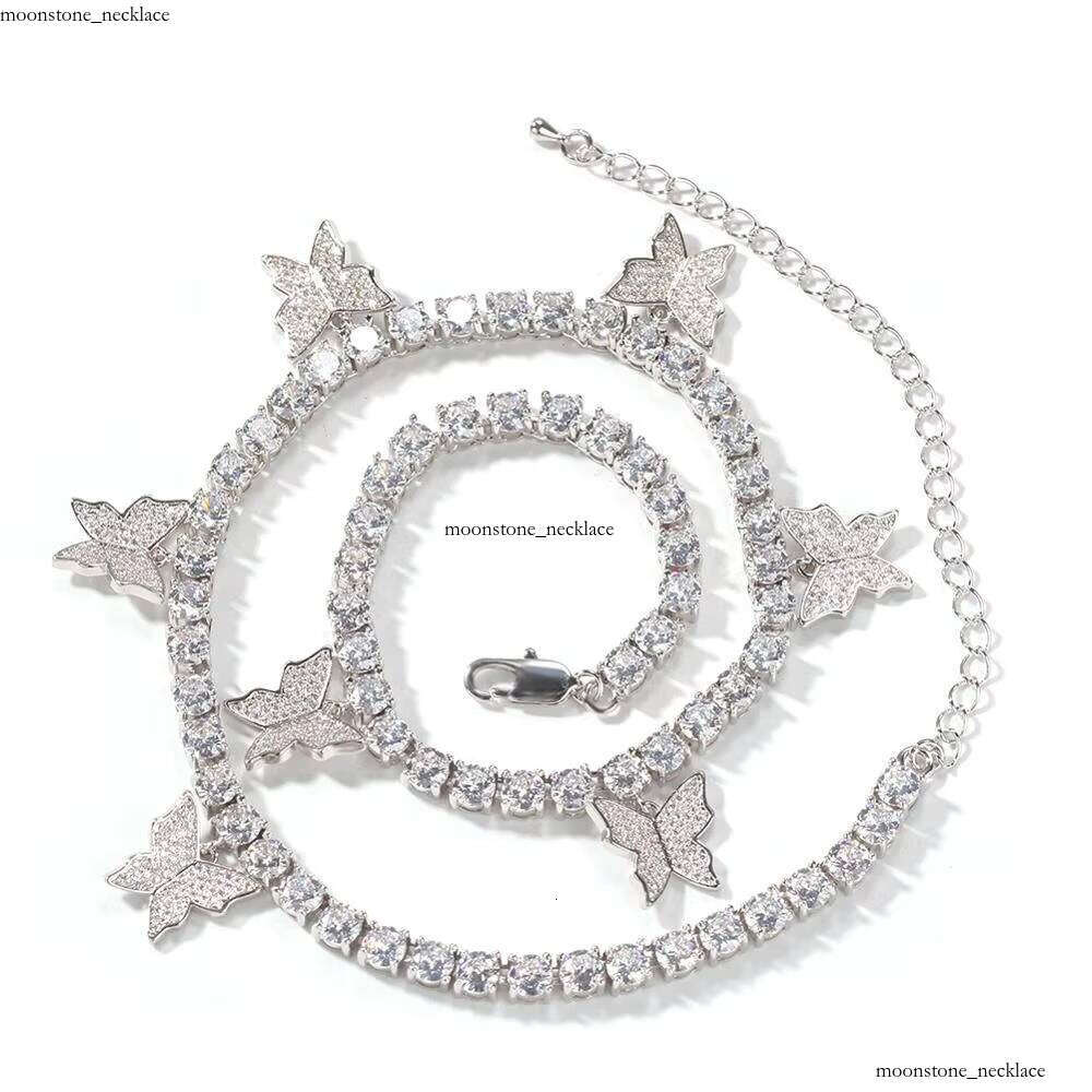 Fashion gold VVS Moissanite Drusy Butterfly Charm for Weddings and Parties Women's Tennis Necklace Made of Brass