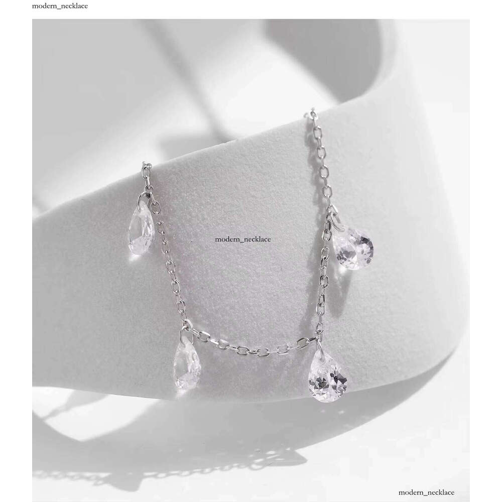 Delivery 925 Sterling Silver VVS Moissaniteia VVS Moissanite Water Drop Pendant Short Full Set Clavicle Chain Boutique Jewelry Necklace