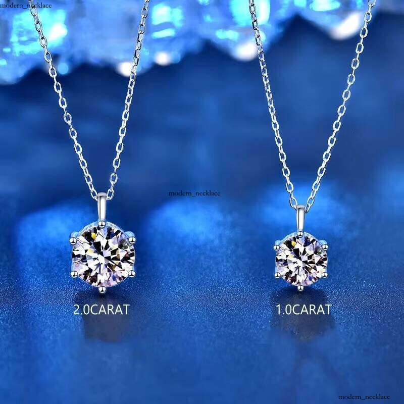 925 Sterling Silver Diaspore Necklace Classic 6 Prong Pendant High-end Fashion Wedding Anniversary Gift Couple Decoration