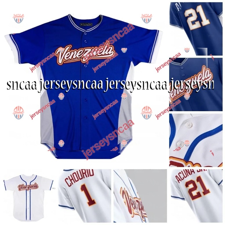 Custom Team Venezuela 21 Acuna Jr. World Baseball Classic 2026 Jerseys Luis Arraez Gleyber Torres Jose Alvarado Ezequiel Tovar Stitched