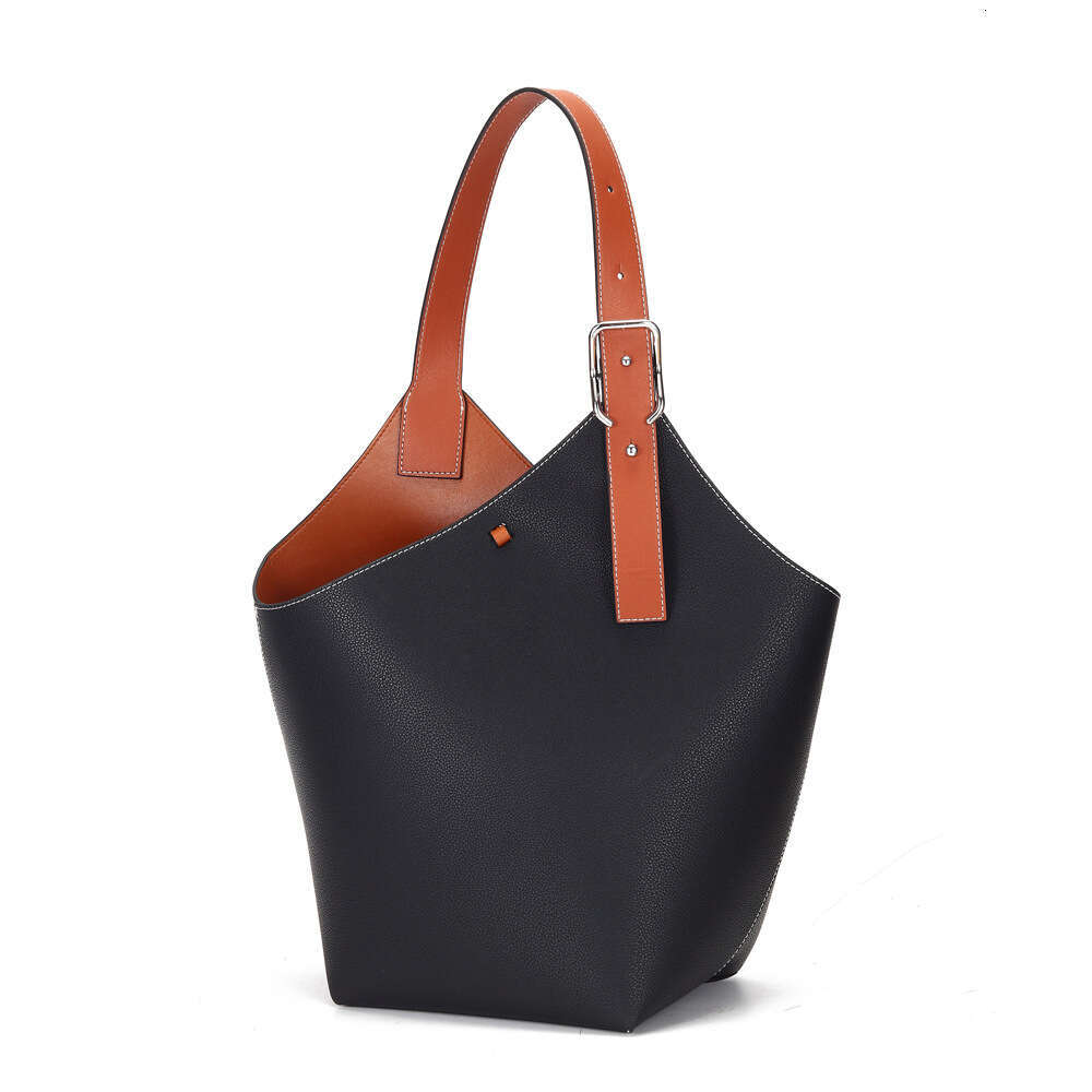 Luxury Shoulder Bags Totes Large Capacity Women S Hot Selling Niche Design Color Block Handbag Bucket Genuine Leather Tote Bag SENYY