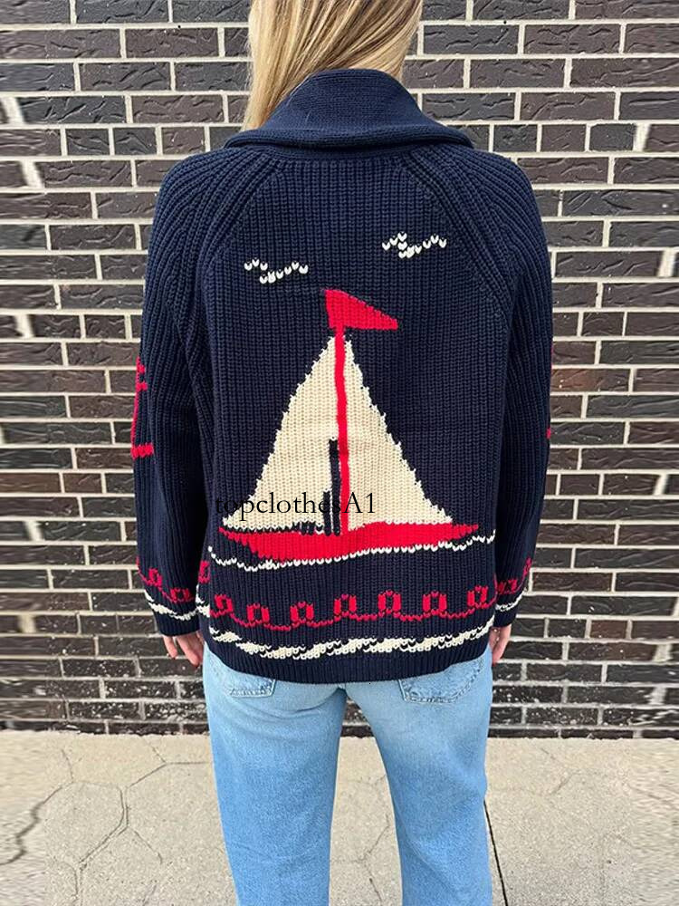 Jacquard Knitted Sweater Cardigan Women Elegant Lapel Long Sleeve Panelled Loose Spring Knitwear Coats New Ladies Club Outerwear