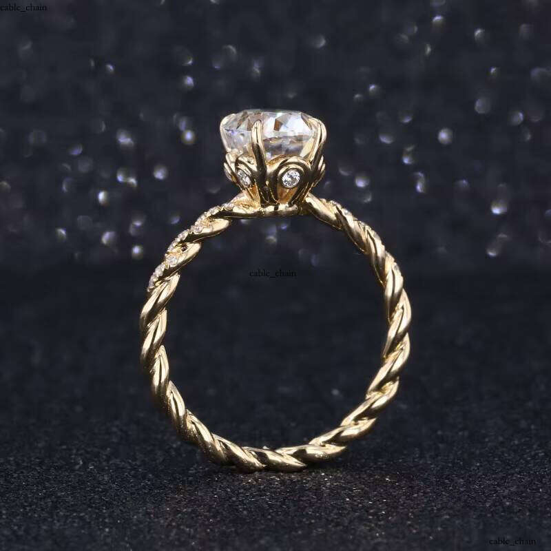 14k Pure Gold Color Star Gemstone Oval Brilliant 9x7mm VVS Moissanite Special Style Flower Basket Engagement Ring