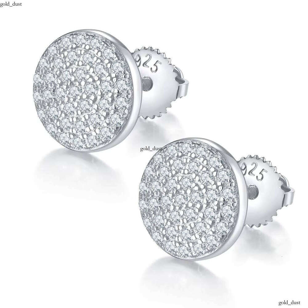 New Gemstone Luxurious 925 Studs Iced VVS Moissanite Earrings Men's Sterling Silver Jewelry