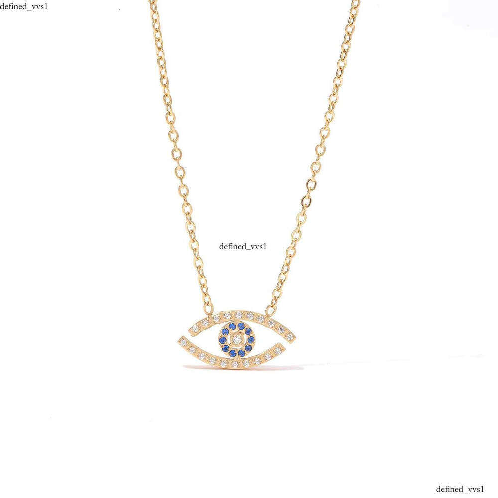 Hiphop Sterling Silver Devil Pendant Necklace Blue VVS Moissanite Eye Clavicle Chain Personalized Women's Jewelry