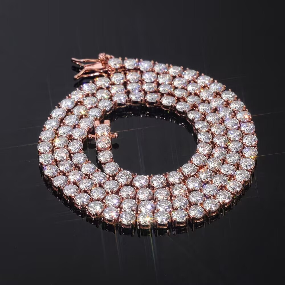Hot Sale USA Market 2mm - 6mm D VVS Moissanite 925 Silver Tennis Chain Bracelet Iced Out Diamond Hip Hop Style Chains