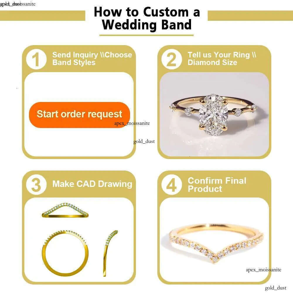 Custom Vvs Lab Grown Created Diamond Band Women Set 10K 14K 18K Solid Gold Cured Eternity Wedding Ring Fine Jewelry 00