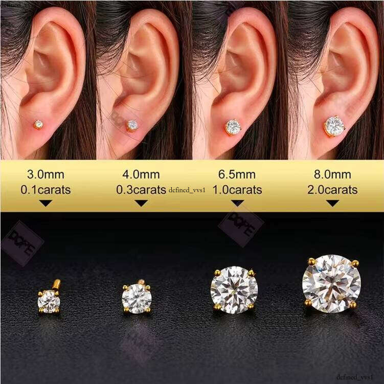 Luxurious Sandstone for Women 925 Silver 4mm 5mm 6.5mm Round VVS Moissanite VVS Stud Earrings
