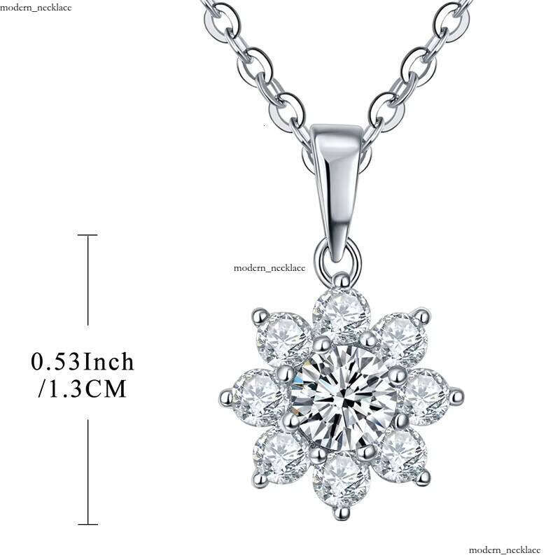 925 Sterling Silver Stunning Flower Pendant VVS Moissanite Diamond Multi-color Optional Birthstone Necklace