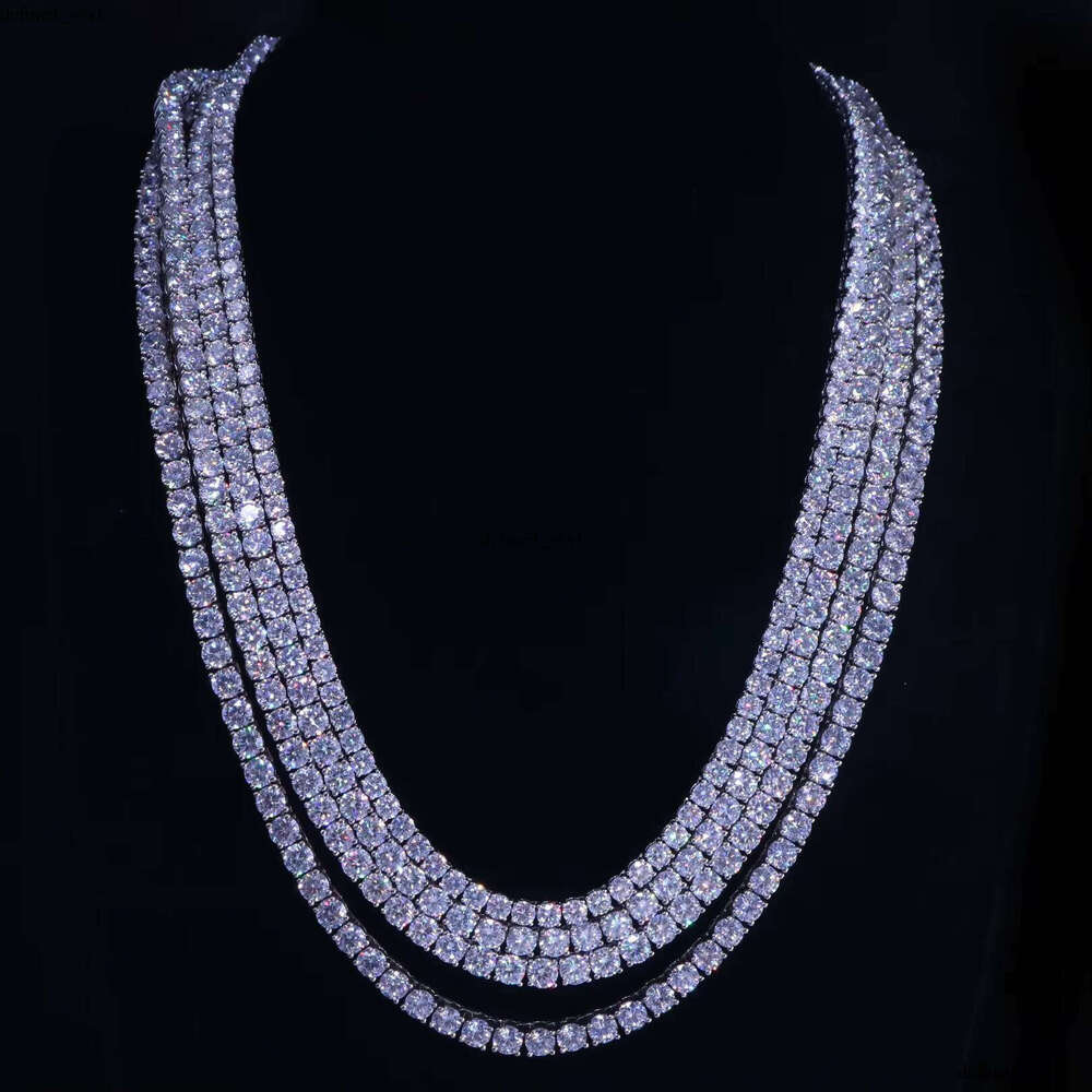 Hot Selling VVS Moissanites Diamond S925 Sterling Silver 4mm 20inches Necklace Moissanite Tennis Chain