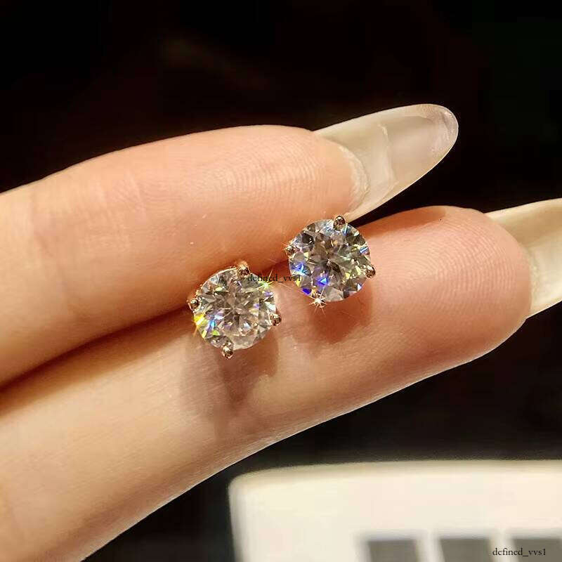 Exquisite Luxury 925 Silver 1CT Genuine Silicon VVS Moissanite Four-Prong Twist Bead Earrings Fashion Party Engagement