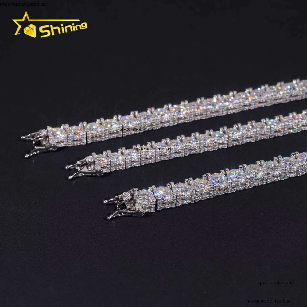 2026 RTS Factory Price Hip Hop 925 Sterling Silver 5mm 6.5mm VVS Diamond Necklace Fully Iced Out Moissanite Tennis Chain 28