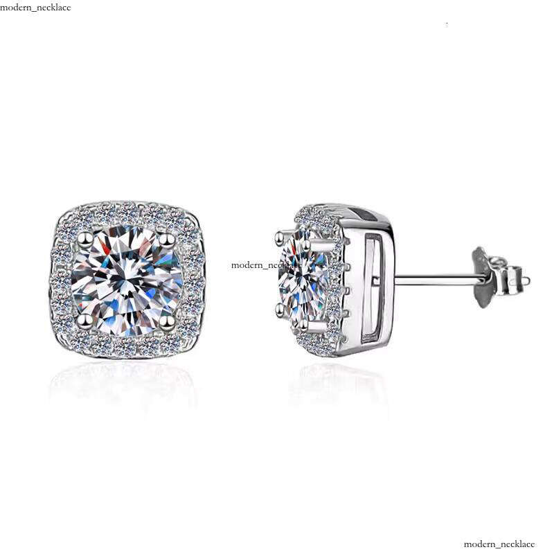 Premium Women's VVS Moissanite Geometric Square Fashion Pure Silver S925 Jewelry Gift VVs1 Inlaid Stone Earrings