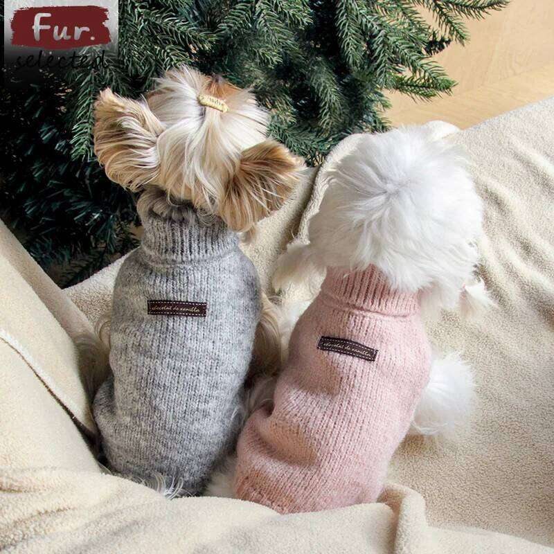 Famous brand Autumn Winter Gray Pink Puppy Sweaters Clothing Retro Simple Knit High Neck Sleeveless Sweater For Small Medium Dog Pet Clothes pupakaIK