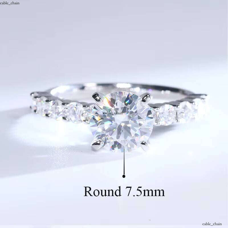 New Arrival Round Cut1.5 CT 7.5mm VVS Moissanite 14k 18k White Gold Silicon Stone Jewelry Engagement Ring