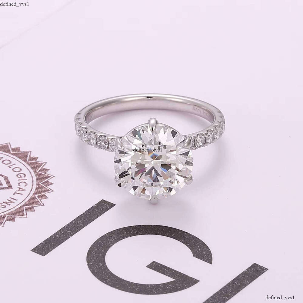 Lab-Grown VVS Moissanite 6-Prong 925 Sterling Silver Exquisite Classic Wedding Ring Anniversary Gift Couple Daily Wear