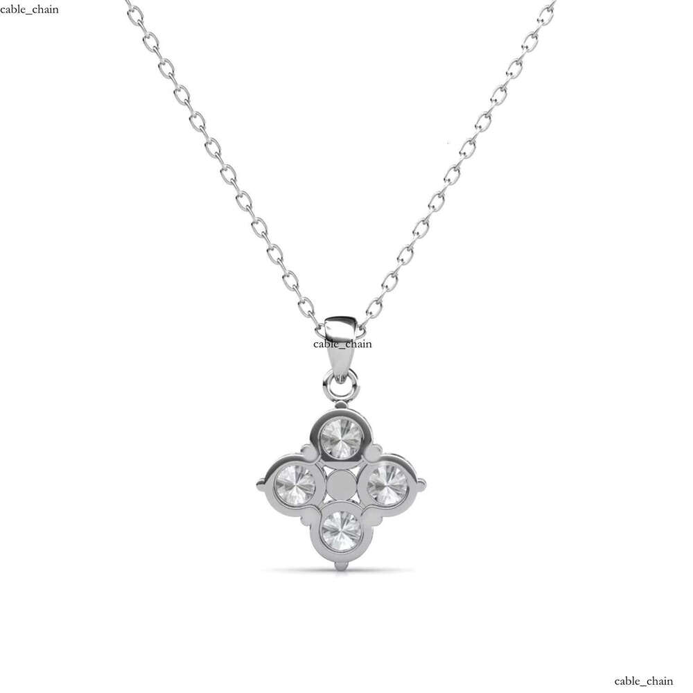 Simple Square Pendant Daisini 925 Silver Embellished with Crystals High-Quality Jewelry Women's Small Necklace
