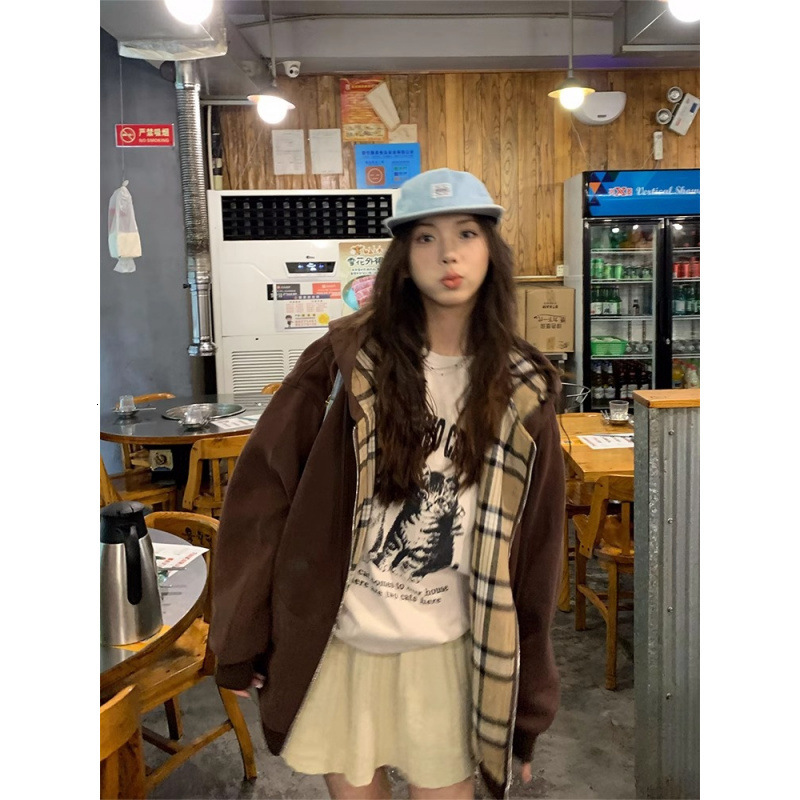 2026 New Designer Luxury Fashion Brand Suede Autumn And Winter New Item Plaid Thick Hooded Cardigan Women's Sweatshirt Jacket