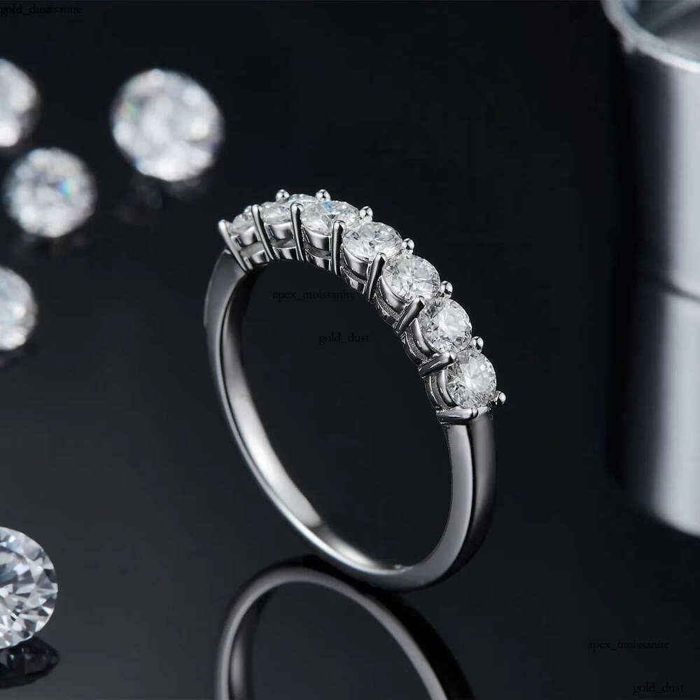 Luxury Moissanite Band Promise Ring for Women 100% Original 925 Sterling Silver D White Gold Diamond Rings Eternity Wedding Fine Jewelry Gift US Size 