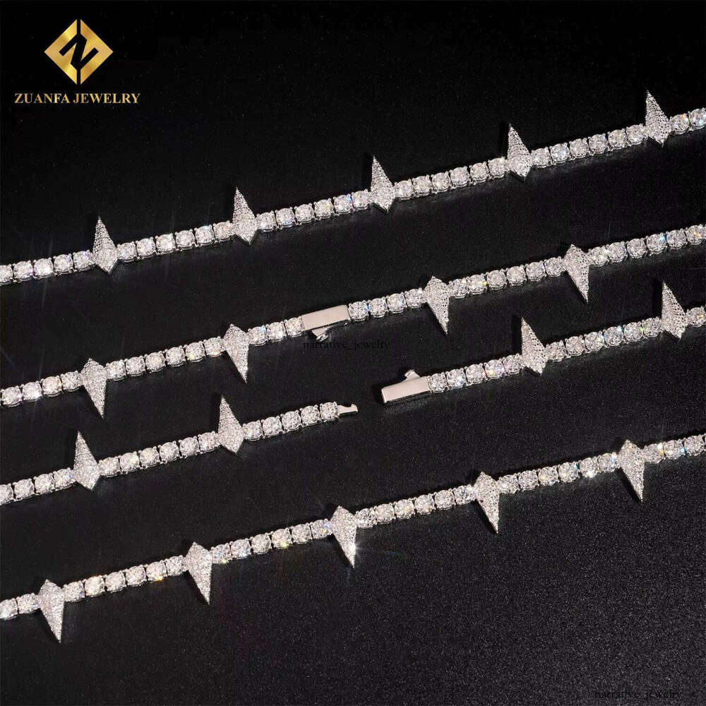 Pass Tester New Iced Out Hip Hop Jewelry 4mm Pointed Chain 925 Silver VVS Silicon Stone VVS Moissanite Tennis Necklace