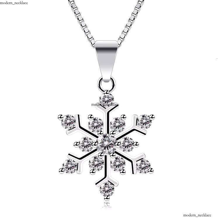 Wholesale Snowflake Christmas Gift 925 Sterling Silver Pendant Necklace
