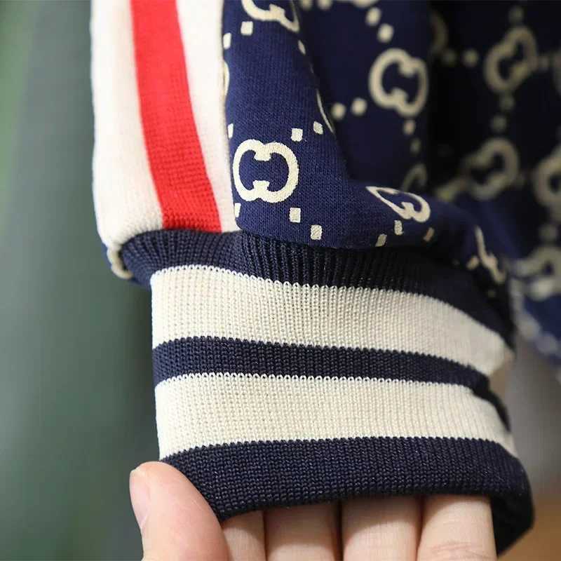 Tracksuit Set for Kids, Retro Monogram Full-Zip Jacket with Contrast Stripe Joggers, Soft Cotton-Blend Activewear for Daily PlayT260225