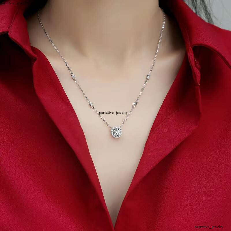 Fashion Boutique Jewelry VVS Moissanite 1ct Grade Silicon Rhodium Plated Pendant S925 Sterling Silver Charm Chain Necklace