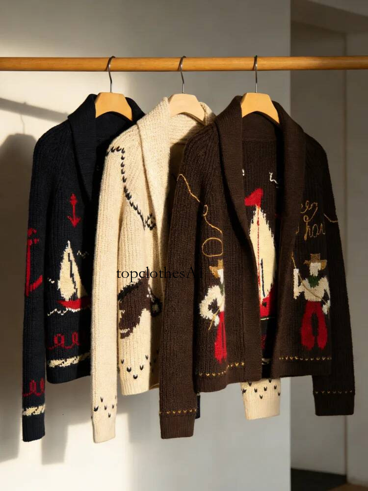 Jacquard Knitted Sweater Cardigan Women Elegant Lapel Long Sleeve Panelled Loose Spring Knitwear Coats New Ladies Club Outerwear
