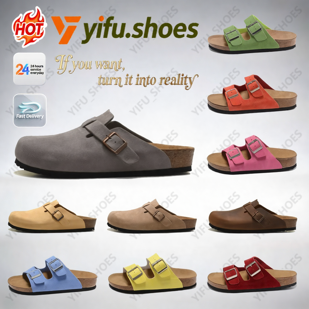 designer sandals trend Clogs women sandals men slides Boston clogs sandals leather mules black brown sand grey sandal Mules Cork Flat Soft comfortable Beach sandal