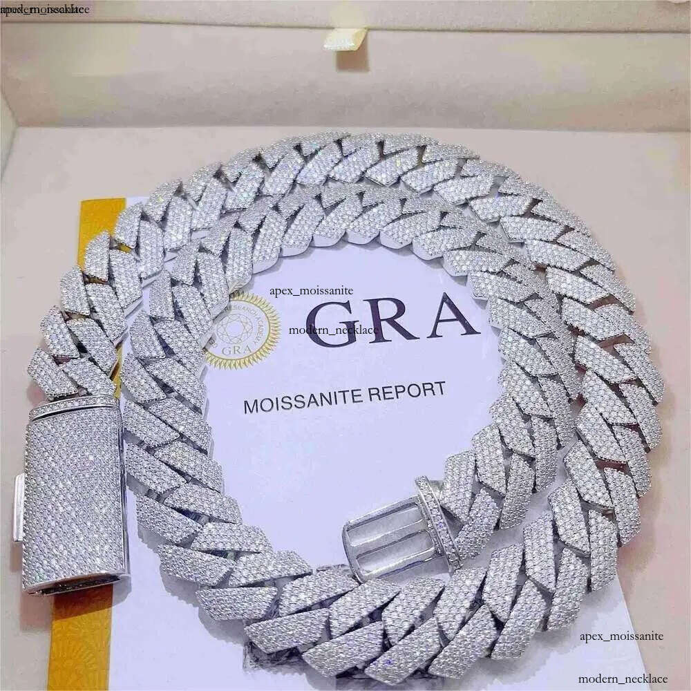 moissanite necklace designer jewelry cuban k chain Iced Out Pass Dia Tester Sterg Sier Necklace Vvs Moissanite chains for men necklaces20mm 71