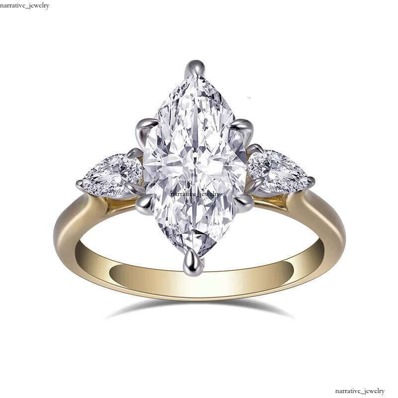Messi Gemstone MSR-720 925 Silver 14k Gold Marquise Moissanite VVS Moissanite Engagement Ring