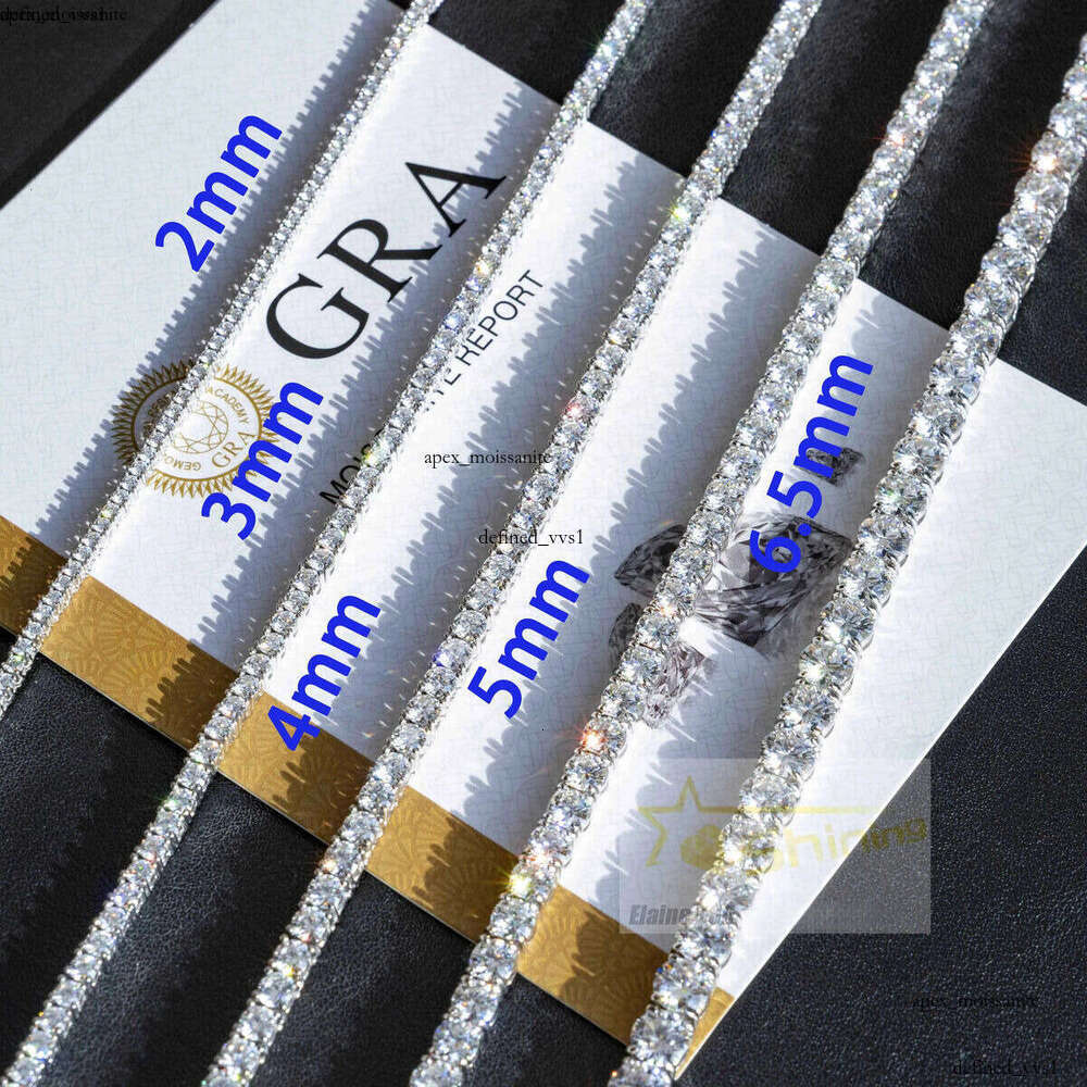 bracelet tennis Hip Hop necklace fashion Jewelry Pass Diamond Tester 4mm -5mm vvs moissanite iced out cuban chain for men women ee