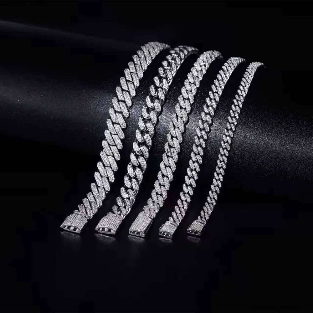 Hot Sale 925 Silver 18k Cuban Chain Moissanite VVS Moissanite Bracelet Men's HipHop Jewelry