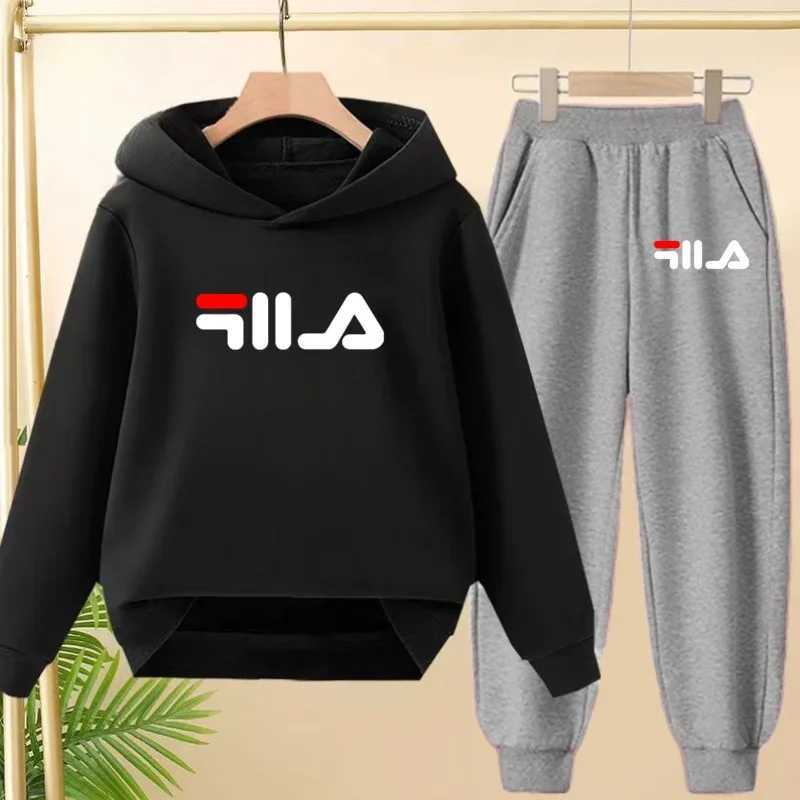 Kids' Printed Hoodie & Pants Set Cozy Autumn/Winter Sportswear for Boys & Girls (3-12 Years)T260212