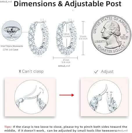 D Color Female Moissanite Simulated VVS Moissanite 925 Sterling Silver 18k White Gold Plated Wedding Earrings