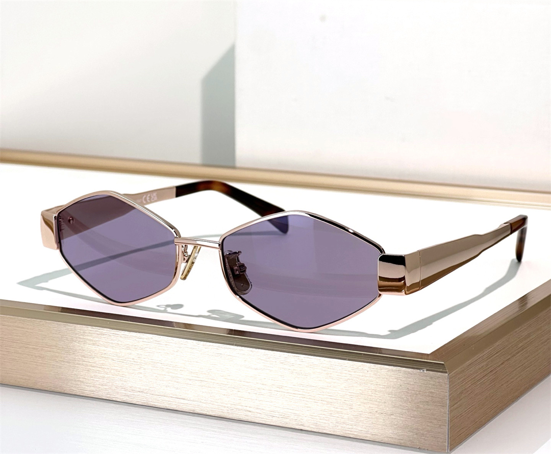 Fashion popular designer 40254 sunglasses for women unique geometric shape metal glasses summer avant-garde personality style Anti-Ultraviolet come with case