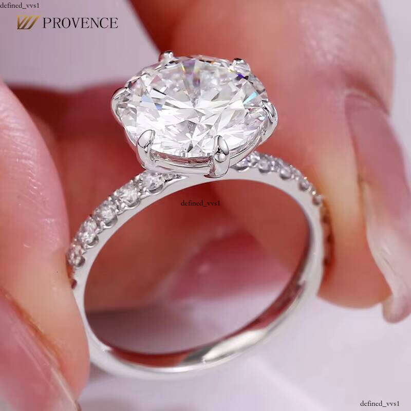 Lab-Grown VVS Moissanite 6-Prong 925 Sterling Silver Exquisite Classic Wedding Ring Anniversary Gift Couple Daily Wear