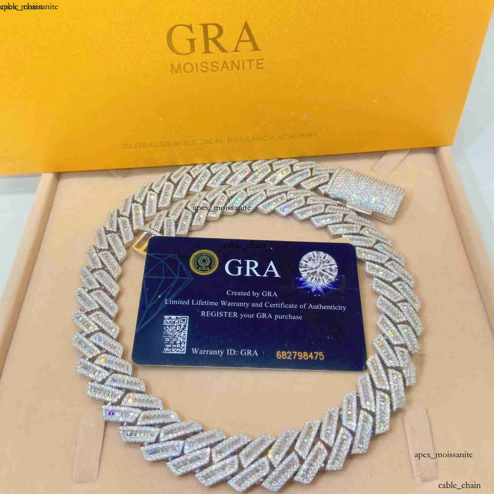 moissanite iced out cuban k chain Hip Hop Fine Jewelry Baguette Dia Men Necklace Sterg Sier Fully Vvs Moissanite designer jewelry 4a