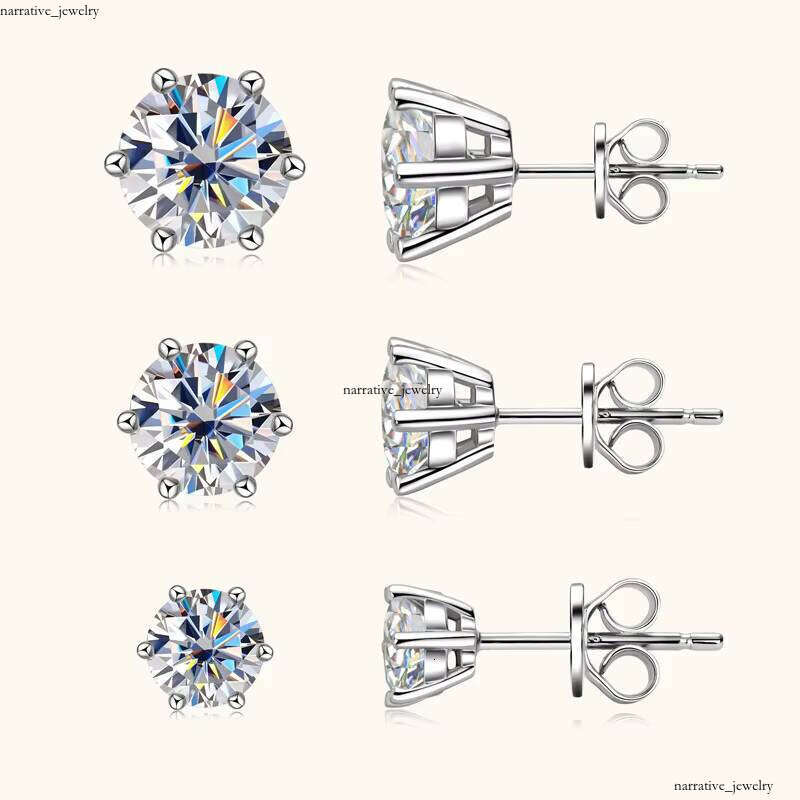 High Quality 0.5ct Gold Plated 925 Sterling Silver Vvs Moissanite Stud Earrings Men Gra Certificate