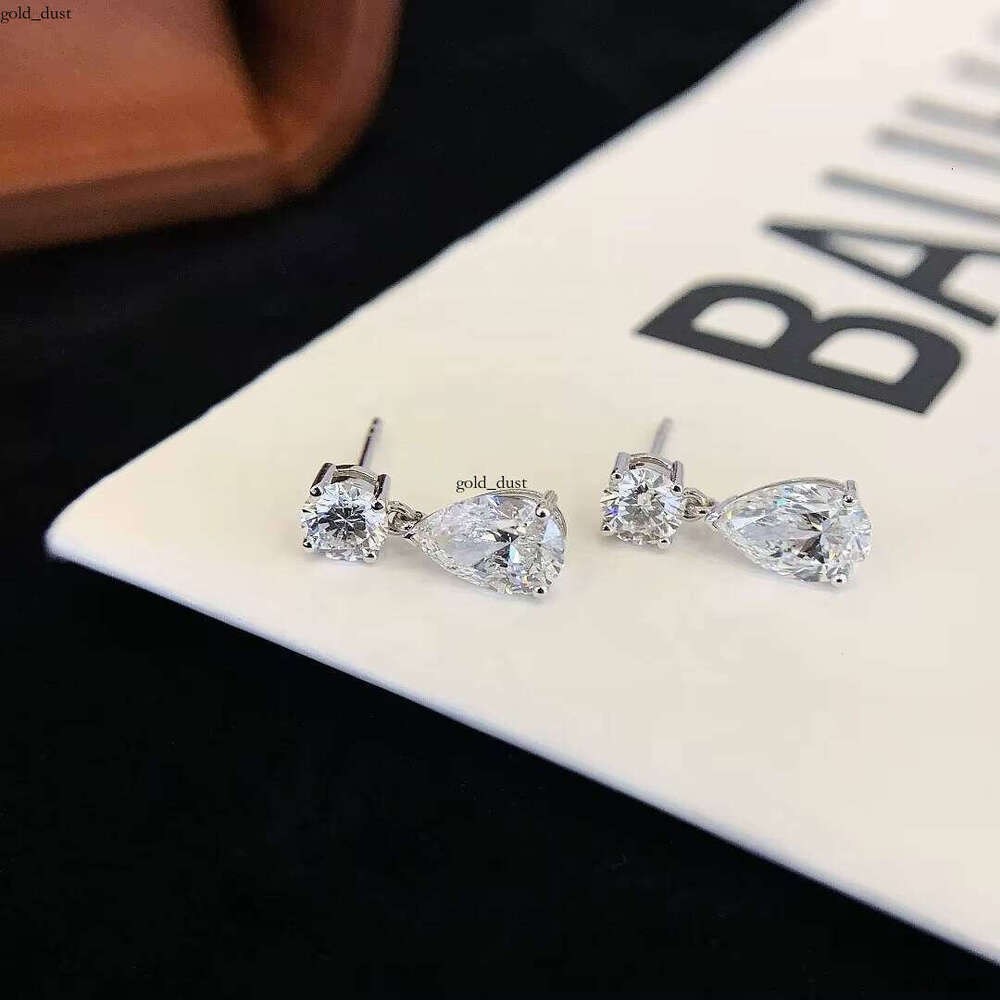 Classic 18k White Gold 2.7ct D VVS Lab Grown AU750 Pear Cut Round Water Drop VVS Moissanite Earrings for Women