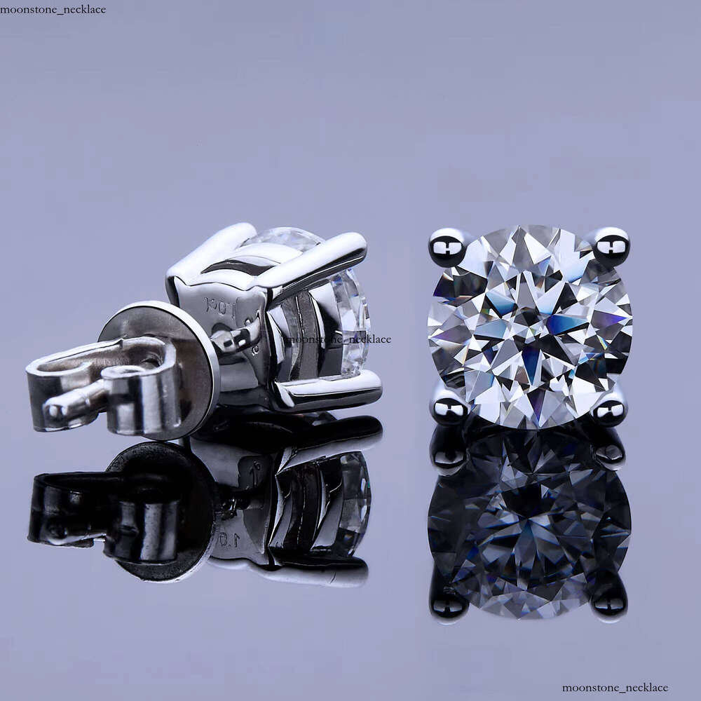 VVS Moissanite GRA Certified White Carbonite Men's Earrings 925 Sterling Silver 18k Gold Plated 0.5 1 CT Women's Wedding Jewelry