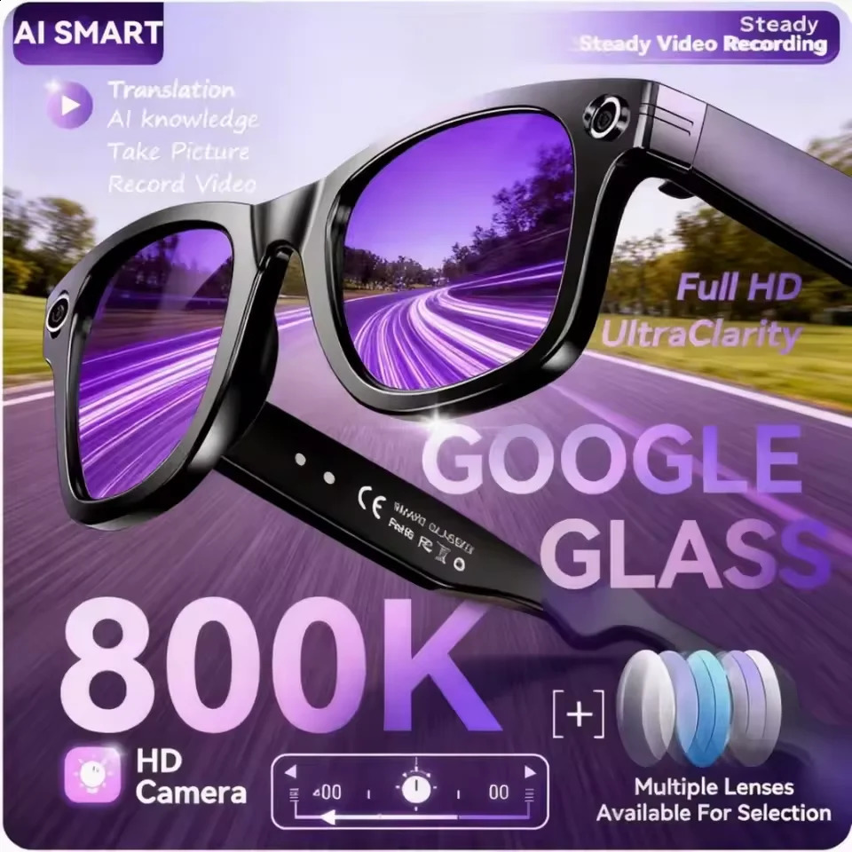 800W Camera AI Glasses Men Color-Changing Smart Translation Glasses Po Video Recording Waterproof Call Smart Sunglasses 260206